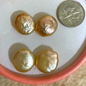 Solid 18k AAA gold Coin Fresh water pearls